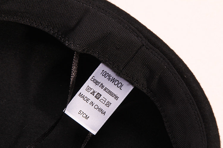 Black and grey wool baker boy cap options