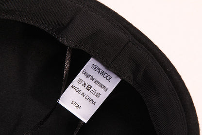 Black and grey wool baker boy cap options