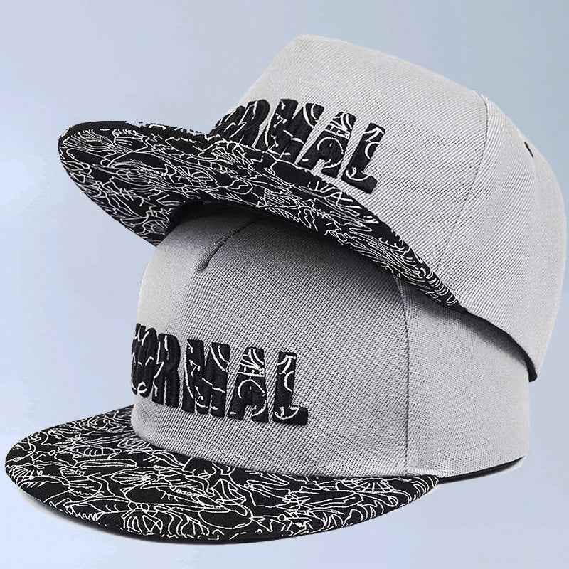 White letter embroidered snapback cap side angle