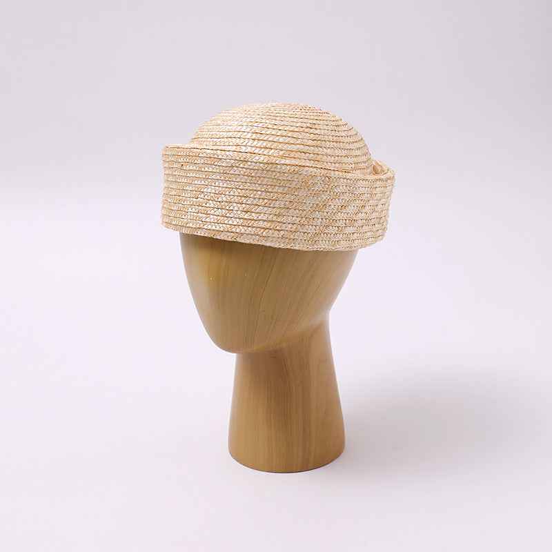 Natural woven straw docker hat front view