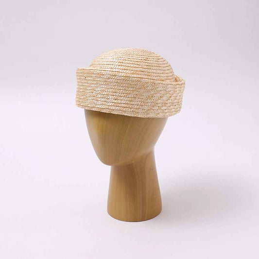 Natural woven straw docker hat front view