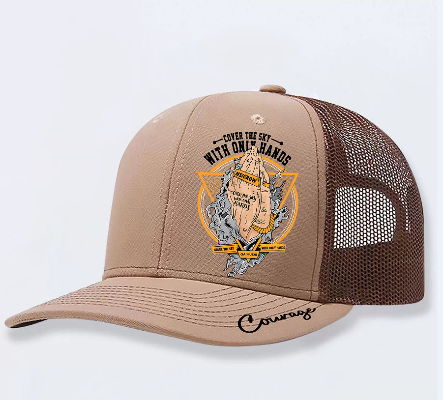 Unisex graphic trucker cap with breathable mesh back