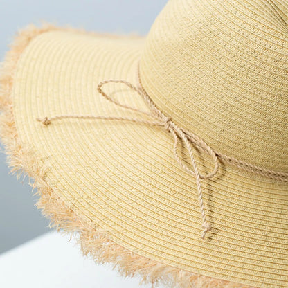 Frayed brim straw hat image 5