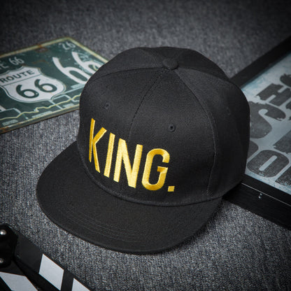 Unisex Cap Queen King & Queen Embroidered Flat Brim Snapback Cap premium product view