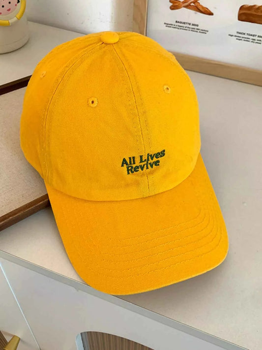 Earth-Tone Letter Embroidered Cotton Baseball Cap