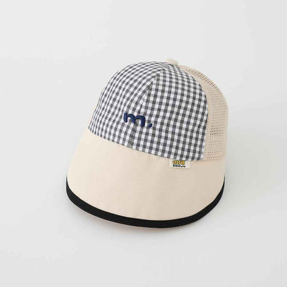 Kids Gingham Mesh Embroidered Baseball Caps