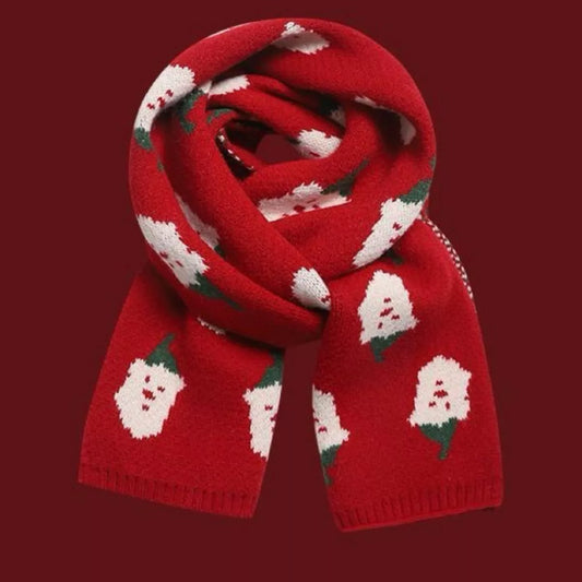 Unisex Christmas Knitted Scarf in Style A - front view 1