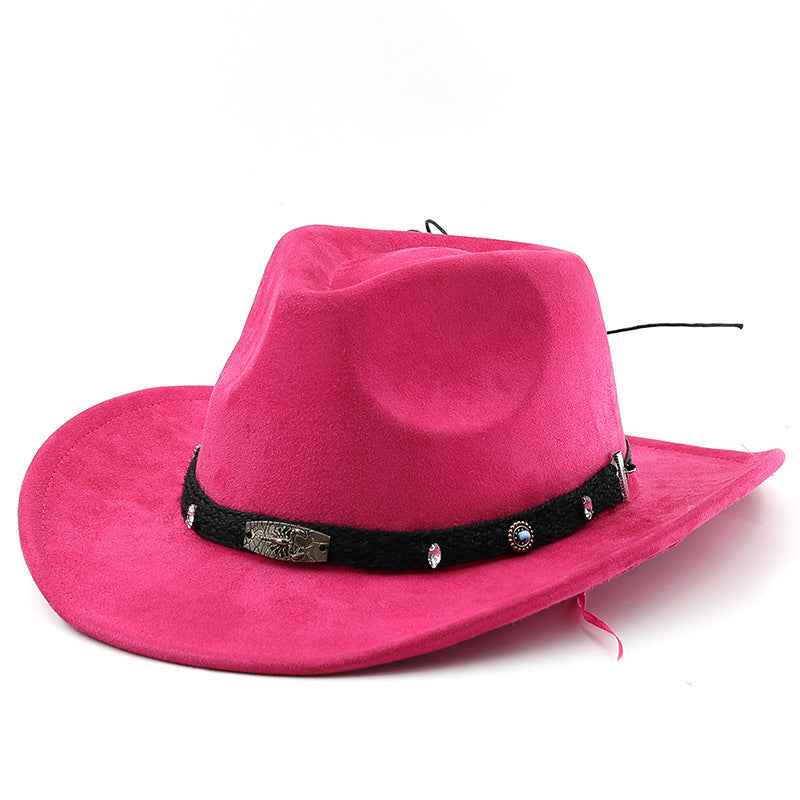 Unisex Studded Faux Suede Western Cowboy Hat