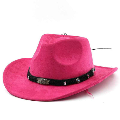 Unisex Studded Faux Suede Western Cowboy Hat