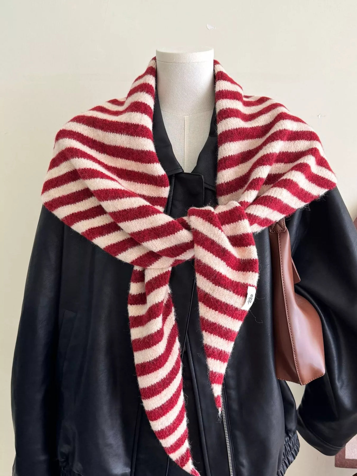 Unisex Striped Knitted Winter Scarf — 70.9-Inch — striped scarf gathered into a broad neckline loop