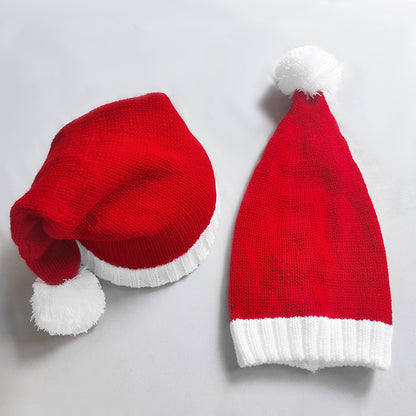 Unisex Family Christmas Pom Pom Knit Hat - Red front view