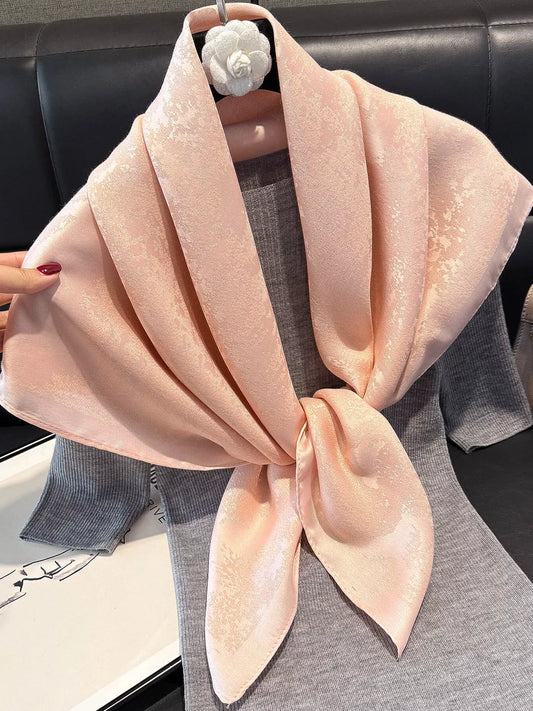 Women's Lightweight Silk Scarf in Pink - styled detail 2