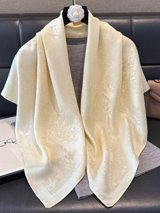 Women's Lightweight Silk Scarf in Beige - front view 1