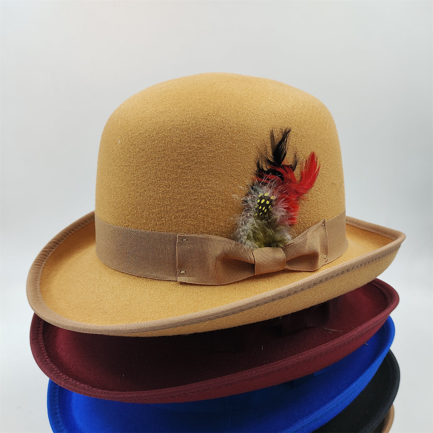 Pin-detail fedora hat rear profile
