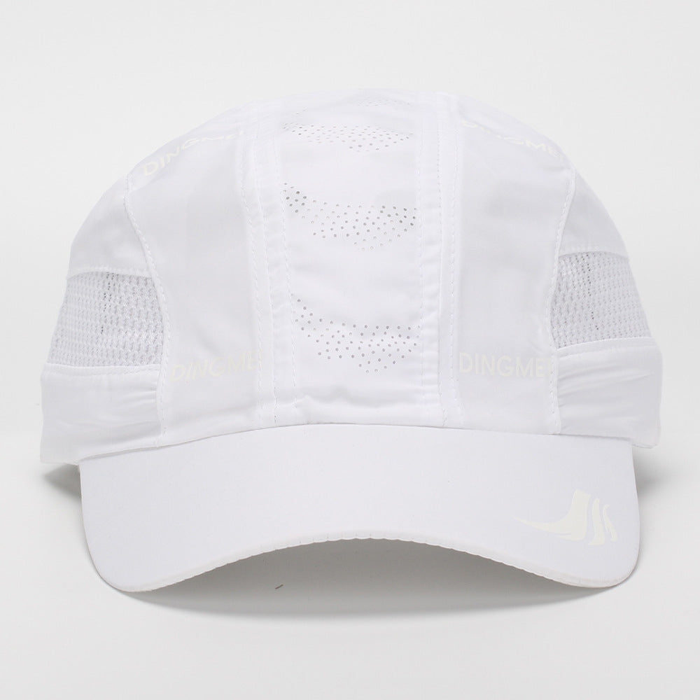 White unisex running cap ventilation detail