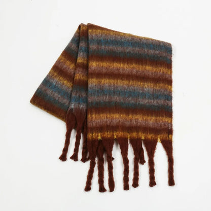 Contrast stripe fringe scarf - product photo 2