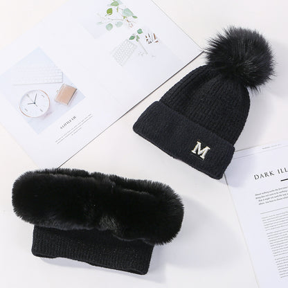 Women's M Grey Wool Knit Hat and Scarf Set color option photo 06