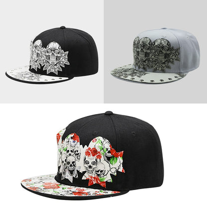 Unisex skull snapback color options display