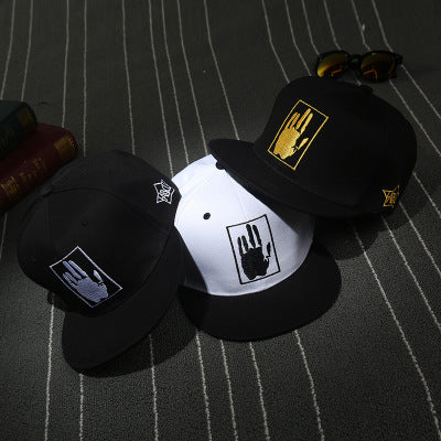 Embroidered snapback cap product detail view
