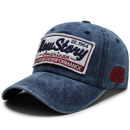 Unisex heritage patch washed baseball cap - black front view