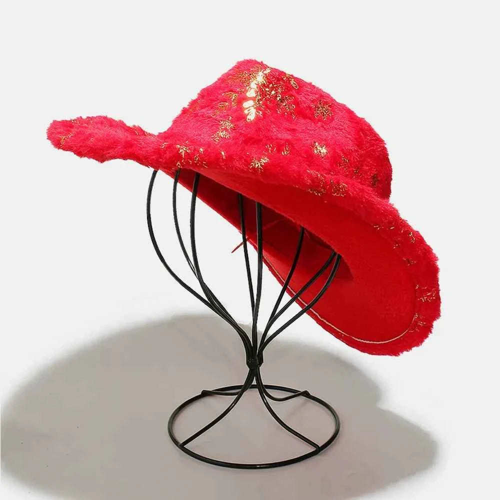 Polyester snowflake hat cozy winter side angle
