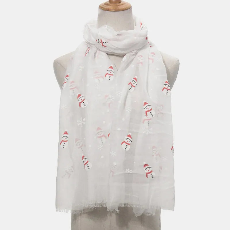 Snowman fringe Christmas scarf - product photo 4