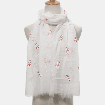 Snowman fringe Christmas scarf - product photo 4