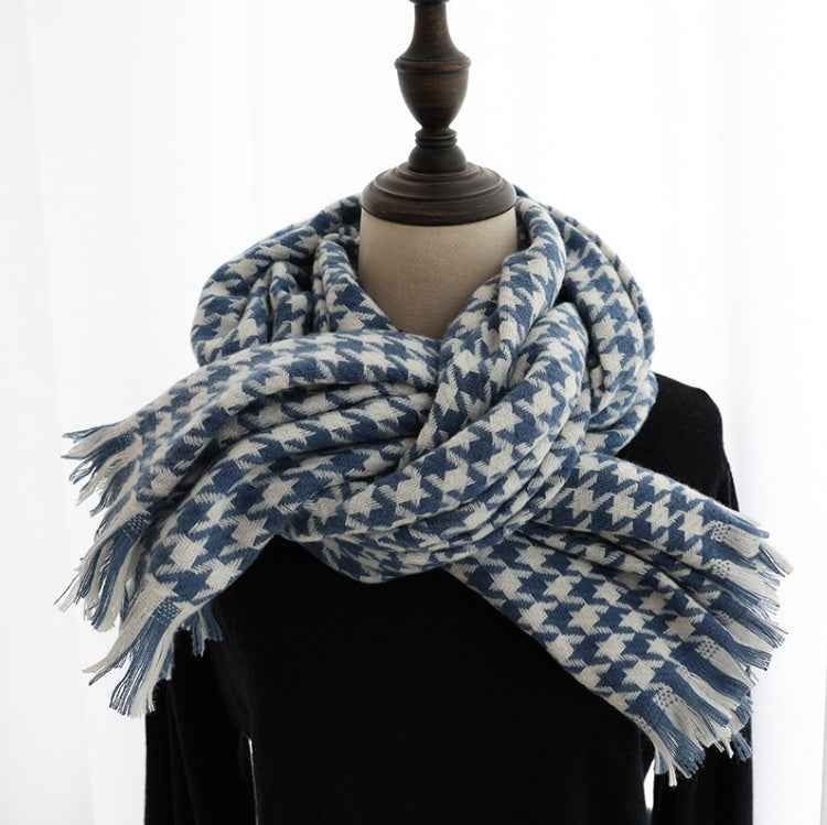 Women's Houndstooth Cashmere-Feel Fringe Scarf