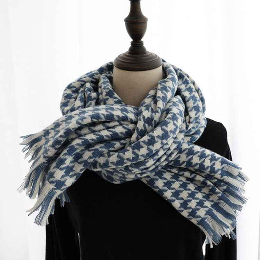 Women's Houndstooth Cashmere-Feel Fringe Scarf