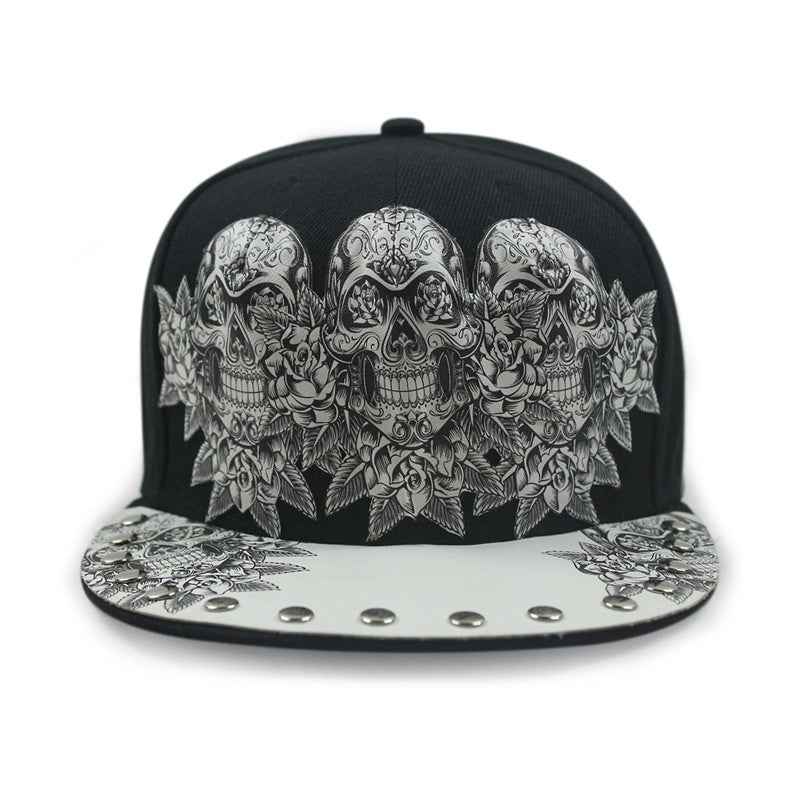 Black wings ghost flat brim snapback cap