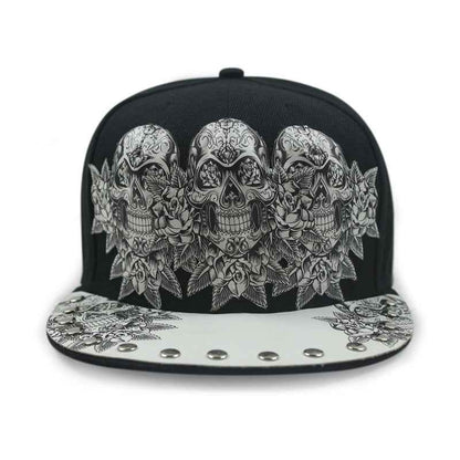 Black wings ghost flat brim snapback cap