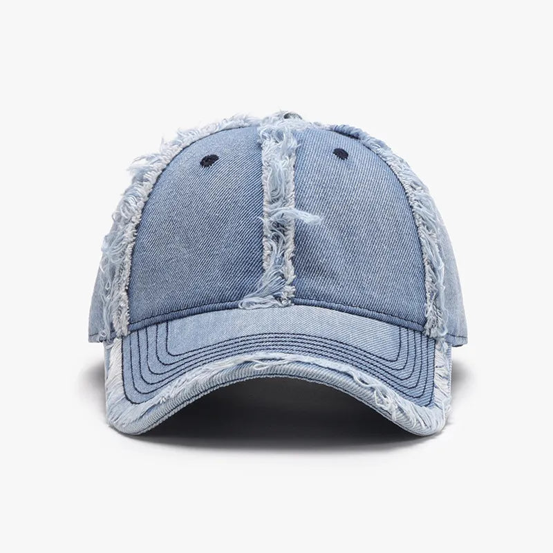 Casual raw edge baseball cap back view