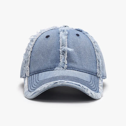 Casual raw edge baseball cap back view