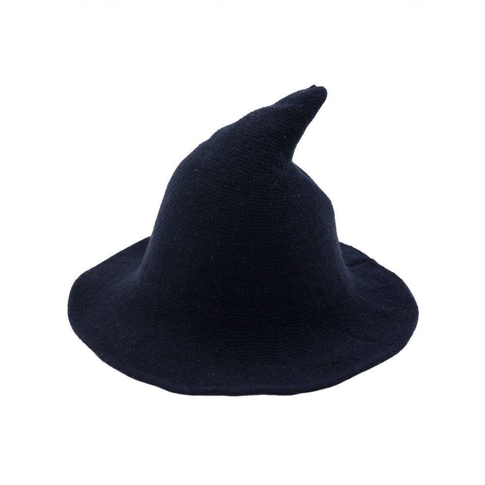 Women's Cotton Wide Brim Halloween Witch Hat - Light Grey back view