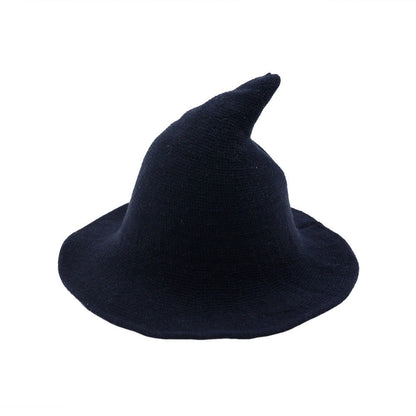 Women's Cotton Wide Brim Halloween Witch Hat - Light Grey back view