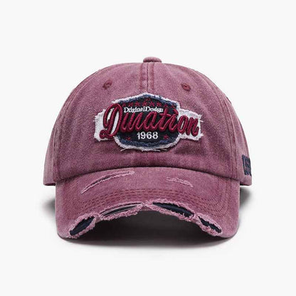 Unisex Distressed Embroidered Washed Cotton Baseball Cap