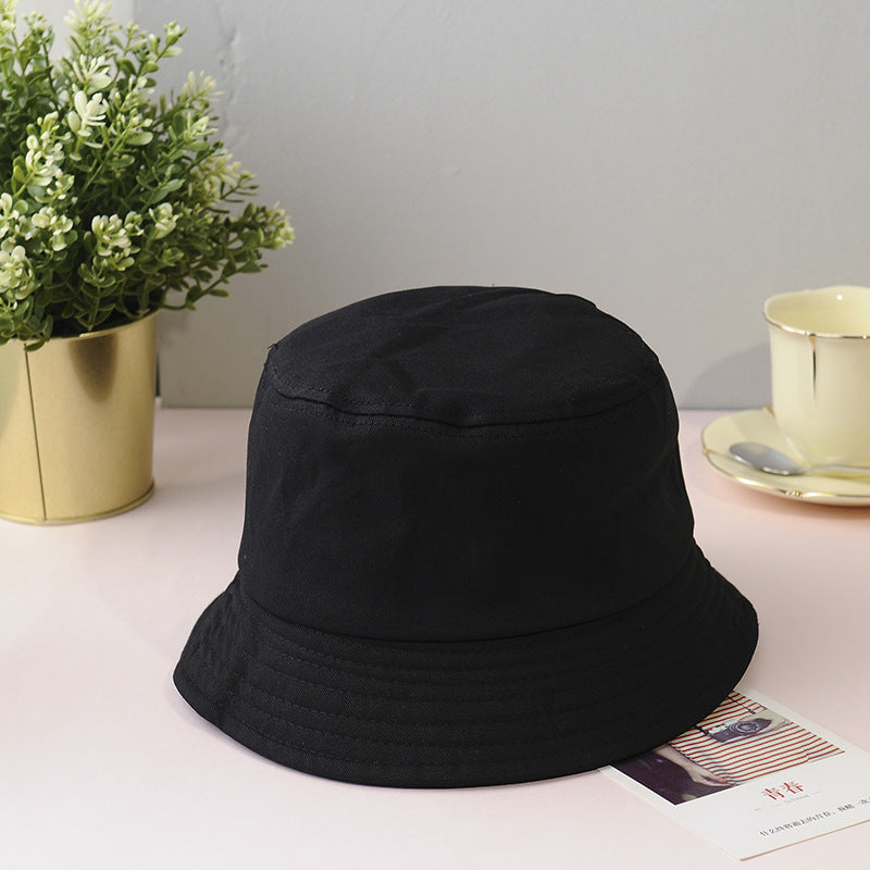 Red cotton bucket sun hat front profile