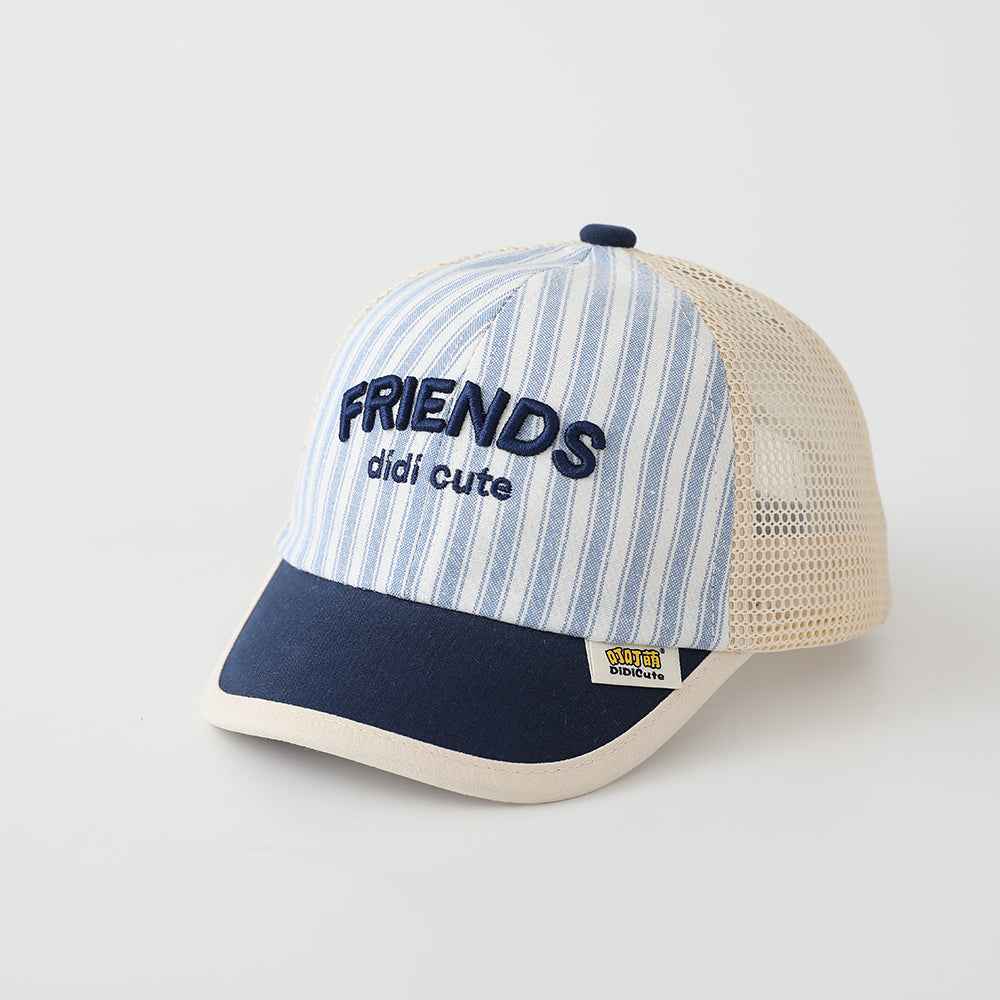 Kids Striped Embroidered Mesh Trucker Cap