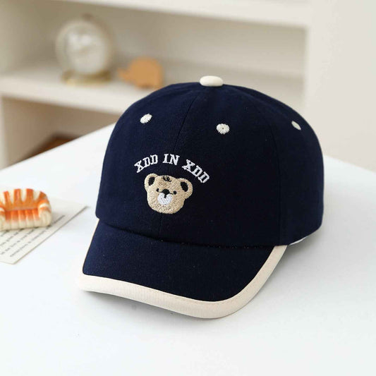 Kids Blue Bear Embroidered Baseball cap front view