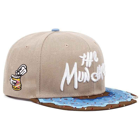 Unisex Embroidered Donut Brim Snapback Cap