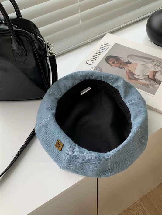 Women's C-Letter Denim Beret Hat