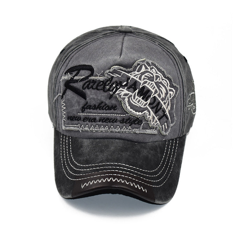 Unisex distressed cotton washed baseball cap - product photo 6