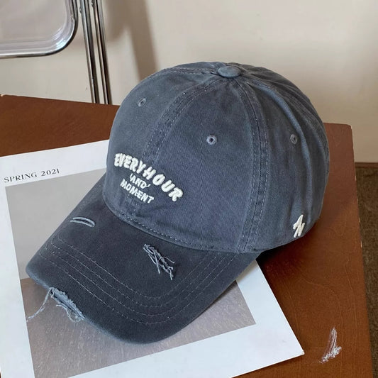Distressed embroidered baseball cap - product photo 2