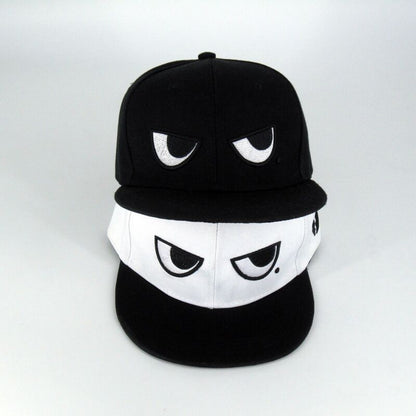 Black structured angry-eyes streetwear cap