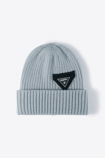 HAPPY beanie side profile with folded cuff