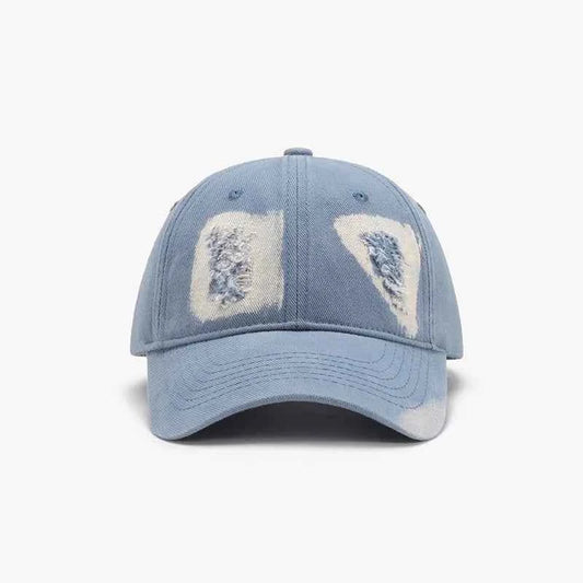 Light distressed cotton baseball cap front view