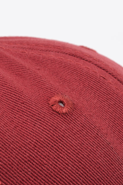 Adjustable cotton baseball cap back strap detail