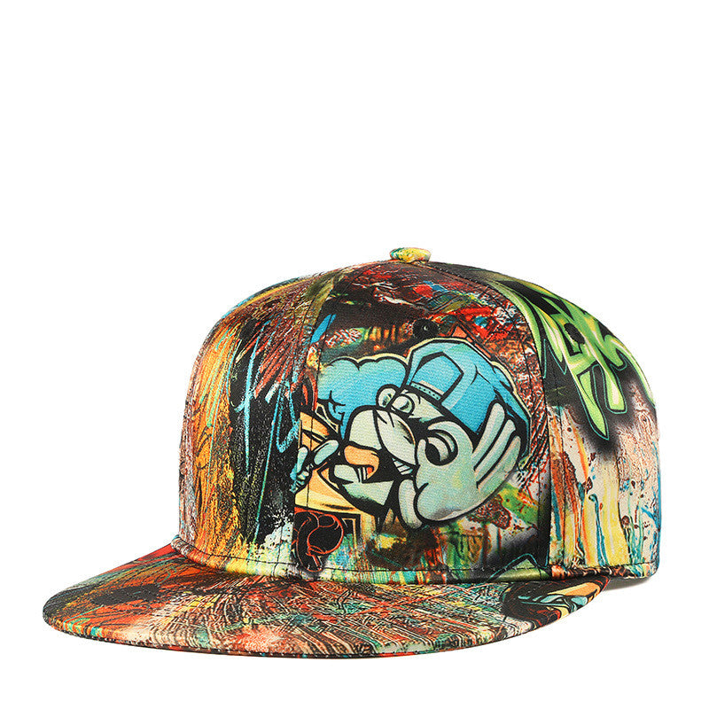 Navy graffiti streetwear cap product angle