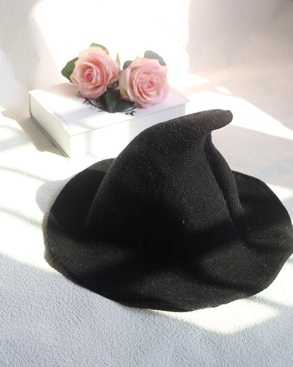 Women's Cotton Wide Brim Halloween Witch Hat - Pink full product view