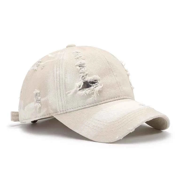 Light blue distressed adjustable cotton cap side